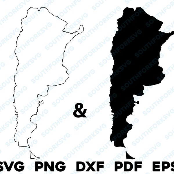 Argentina Country Silhouette & Outline Shapes svg png dxf pdf eps vector graphic design cut engrave laser file image map South America