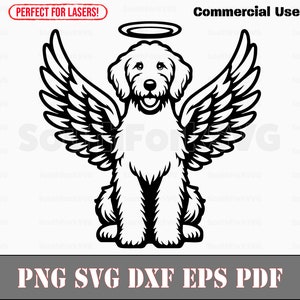 Halo et ailes d'ange pour chien Goldendoodle | svg png dxf eps pdf | graphique vectoriel découpé fichier laser clip art | Téléchargement numérique instantané, utilisation commerciale