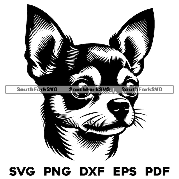 Chihuahua Dog Head Design | svg png dxf eps pdf | vector graphic cut file laser clip art | instant digital download commercial use