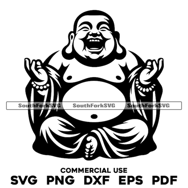 Happy Laughing Buddha svg png dxf eps pdf | vector graphic cut file laser clip art | instant digital download commercial use