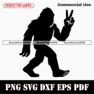 Bigfoot vredesteken silhouet svg png dxf eps pdf | vectorafbeelding knippen stencil laser clip art kleurstof sub print bestand downloaden commercieel gebruik
