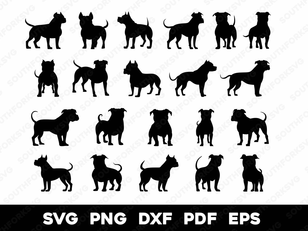 Pit Bull Dog Simple Silhouette Bundle 1 | Svg Png Dxf Eps Pdf | Vector ...