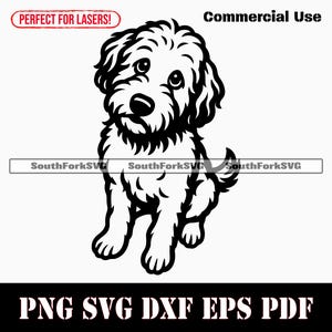 Labradoodle mendigando SVG, PNG, DXF, EPS, PDF / gráfico vectorial, plantilla, archivo de corte, clip art láser, impresión, descarga digital instantánea, uso comercial