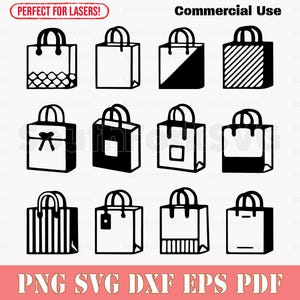 Shopping Bags Bundle svg png dxf eps pdf | vector graphic design cut print dye sub laser engrave files digital download commercial use