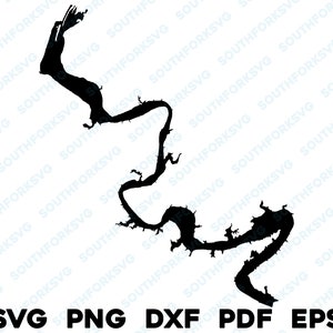 Lago Granbury Texas Mapa Forma Silueta svg png dxf pdf eps vector diseño gráfico corte grabado archivo láser imagen lago con botes