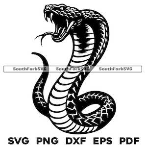 Cobra slang svg png dxf eps pdf | vectorafbeelding gesneden print dye sub laser graveren cnc clip ar-bestanden | direct digitaal downloaden voor commercieel gebruik