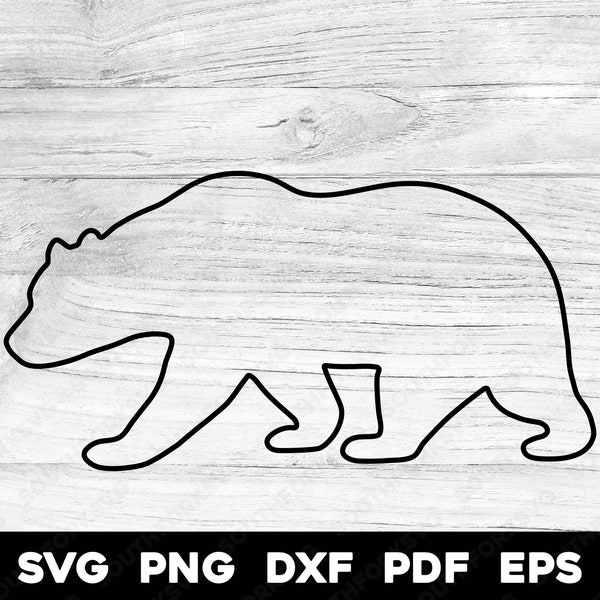 Bear Outline 1 Files | svg png dxf eps pdf | vector graphic design cut print dye sub laser engrave cnc file commercial use