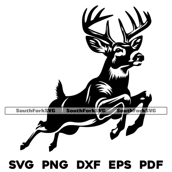 White Tailed Deer Jumping Design svg png dxf eps pdf laser cnc vinyl cut print dye sub files vector instant digital download commercial use