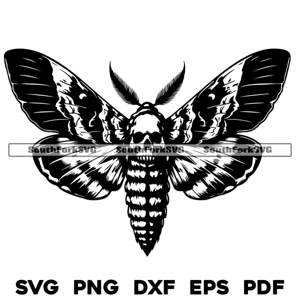 Death's Head Skull Hawk Moth svg png dxf eps pdf | vector graphics design cut print dye sub laser engrave digital files commercial use