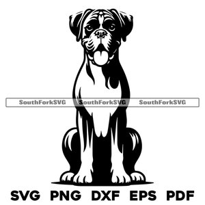 Boxer Hund sitzend Design | svg png dxf eps pdf | Vektorgrafik Datei Laser Clip Art schneiden | sofortiger digitaler Download kommerzielle Nutzung