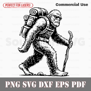 Bigfoot Yeti Hiker Backpacker svg png dxf pdf eps | Vektorgrafik Design Cut Print Dye sub Laser graviert digitale Dateien kommerzielle Nutzung