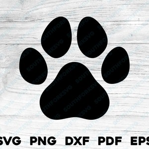 Silhouette d'empreinte de patte de chien | svg png dxf eps pdf | graphique vectoriel découpé fichier laser clip art | Téléchargement numérique instantané, utilisation commerciale