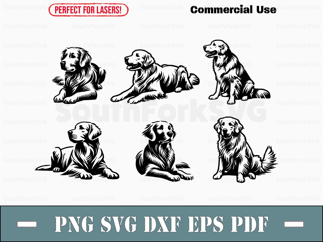 Golden Retriever Bundle Svg Png Dxf Eps Pdf Vector Graphic Cut File ...