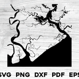 Edisto Island Caroline du Sud océan voies navigables carte forme Silhouette contour svg png dxf pdf eps vecteur graphique coupe graver fichier laser