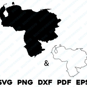 Venezuela pays Silhouette & contour formes svg png dxf pdf eps vector design graphique découpé fichier laser image carte Amérique du Sud