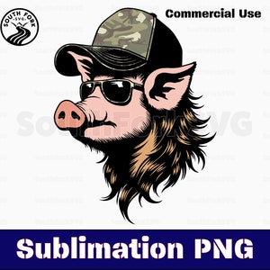 Chapéu de caminhoneiro de mullet de porco camuflagem padrão sublimação PNG transparente alta resolução para impressão sublimação de tinta download digital instantâneo uso comercial