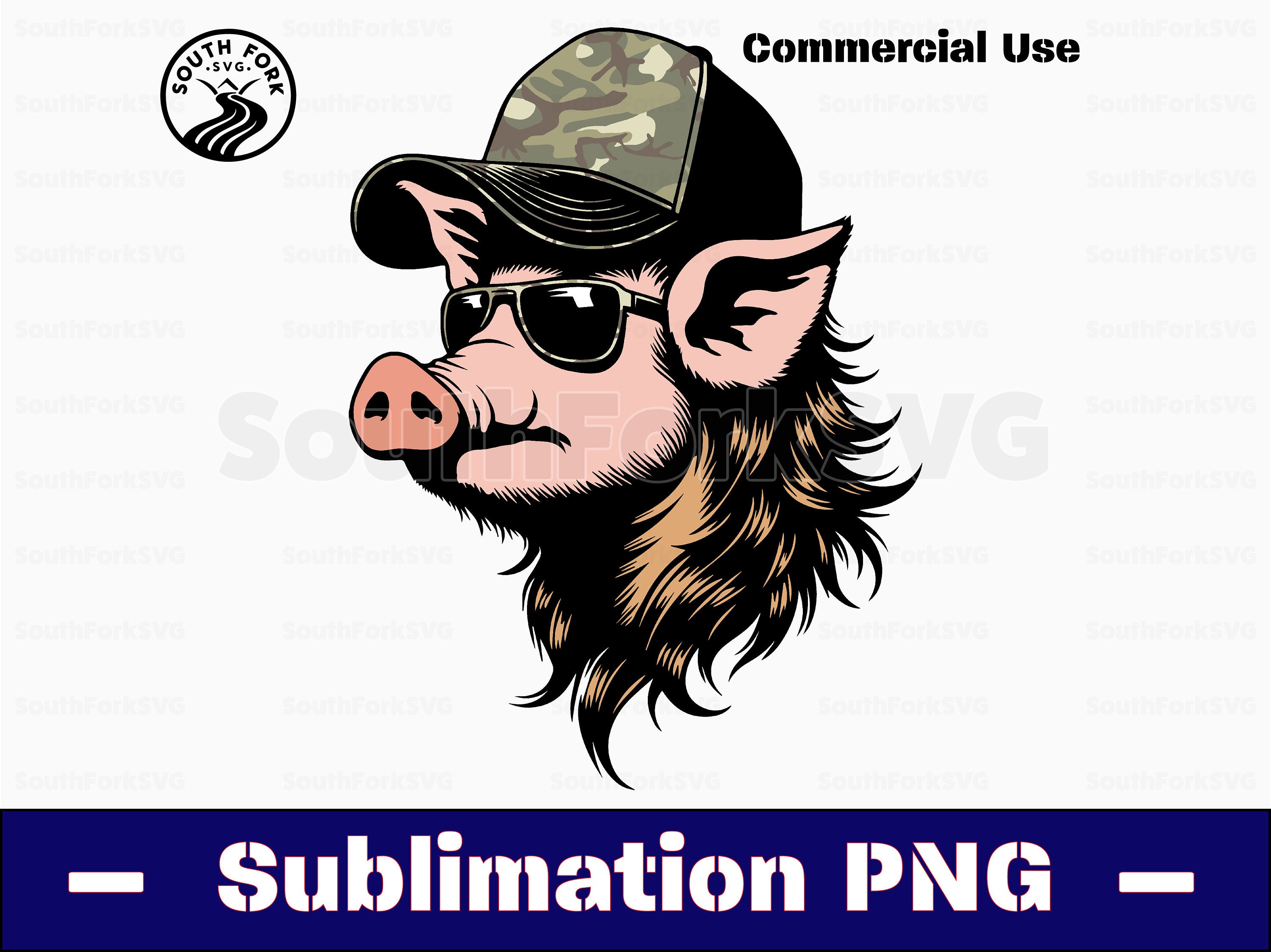 Schwein Mullet Trucker Hut Camo Muster Sublimation PNG Transparent High Res  für Print Dye Sub sofortiger digitaler Download kommerzielle Nutzung - Etsy  Österreich, image size:3000x2248