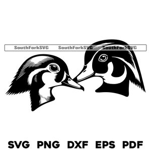 Mannelijke en vrouwelijke houten eenden paar svg png dxf eps pdf vector grafisch ontwerp knippen print dye sub laser graveren cnc digitale bestanden commercieel gebruik