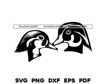 Male & Female Wood Ducks Pair svg png dxf eps pdf vector graphic design cut print dye sub laser engrave cnc digital files commercial use