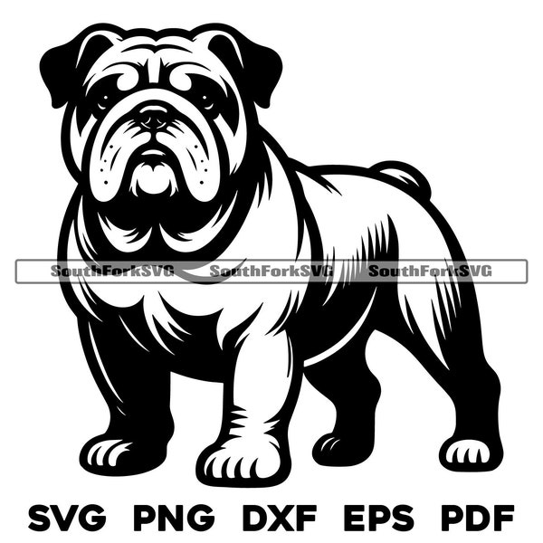 Bulldog Dog Standing Design | svg png dxf eps pdf | vector graphic cut file laser clip art | instant download commercial use