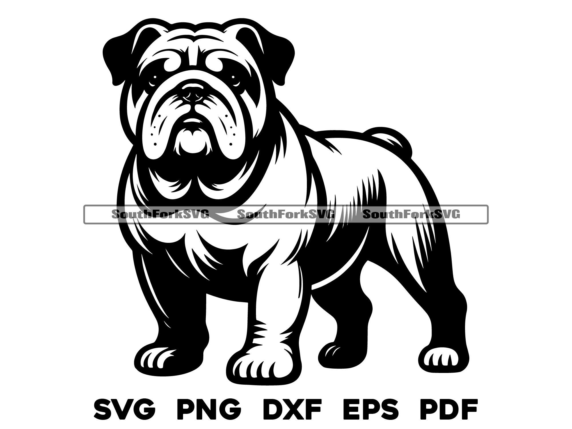 Bulldog Dog Standing Design | svg png dxf eps pdf | vector graphic cut file laser clip art | instant download commercial use
