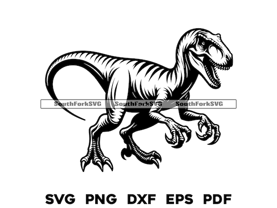 Velociraptor Dinosaur svg png dxf eps pdf | vector graphic design cut print laser engrave files commercial use
