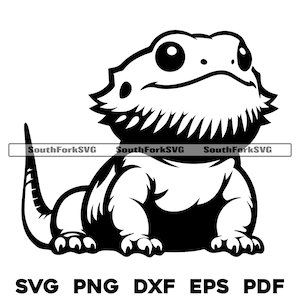 Cute Cartoon Bearded Dragon | svg png dxf eps pdf | vector graphic cut file laser clip art | instant digital download commercial use