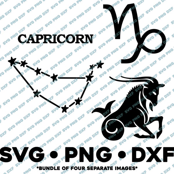 Capricorn Zodiac Bundle SVG PNG DXF Cut File for  Silhouette Cameo Star Sign Horoscope Constellation Tarot  Astrology Birthday Goat