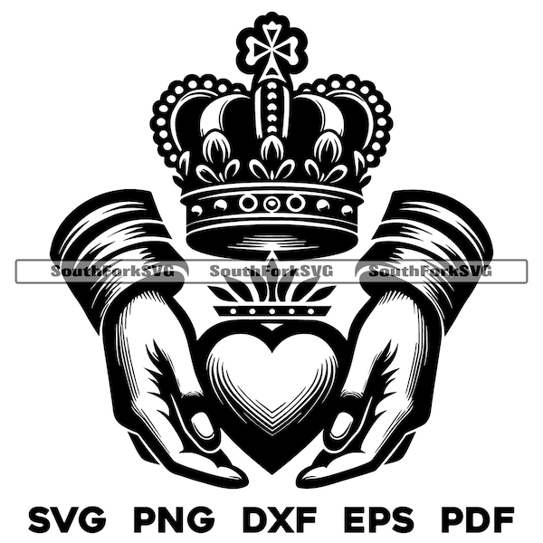 Irish Claddagh Design | svg png dxf eps pdf | vector graphic design cut print dye sub laser engrave digital files commercial use