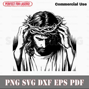 Jesus Wearing Crown of Thorns svg png dxf eps pdf | vector graphic design cut print dye sub laser digital files