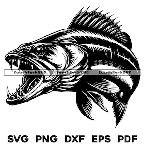 Snoekbaarzen Jumping 7-ontwerp | svg png dxf eps pdf | transparant vector grafisch ontwerp gesneden print kleurstof sub laser graveerbestanden commercieel gebruik
