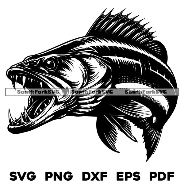 Walleye Jumping 7 Design | svg png dxf eps pdf | transparent vector graphic design cut print dye sub laser engrave files commercial use