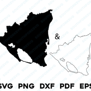 Nicarágua País Silhueta & Contorno Formas svg png dxf pdf eps vetor gráfico design cortar gravar laser arquivo imagem mapa América Central