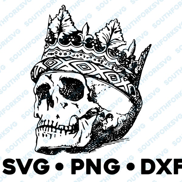 Skull & Crown SVG PNG DXF cut file vector graphic design clip art skeleton pirate flag king queen royal prince punk goth grim reaper