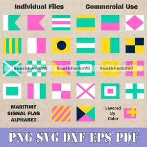 Alphabet rose des drapeaux de signalisation maritime sur le thème 2 svg png dxf eps pdf | Conception de téléchargement numérique impression découpée sous-fichiers colorant usage commercial