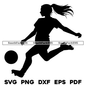 Arquivos de design de silhueta de jogador de futebol | svg png dxf eps pdf | design gráfico transparente corte impressão sublimação de tinta laser arquivos uso comercial