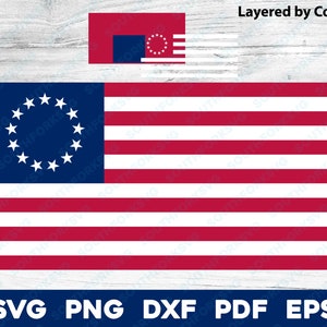 Bandeira Colonial Americana 1776 EUA Estados Unidos Bandeira svg png dxf vetor gráfico design corte arquivo digital Vermelho Branco e Azul Liberdade Patriótica