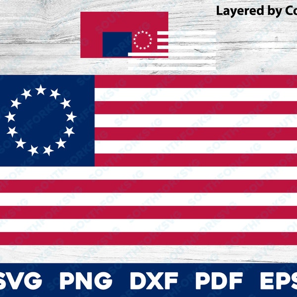 Colonial American Flag 1776 USA United States Flag svg png dxf vector graphic design cut digital file Red White and Blue Freedom Patriotic