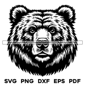 Tête d'ours grizzli 2 | svg png dxf eps pdf | Conception graphique vectorielle, impression découpée, impression, sublimation, gravure laser, fichiers numériques, utilisation commerciale