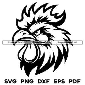 Angry Rooster Head Middle High School Sports Team maskotka svg png dxf eps pdf | grafika wektorowa projekt cięcie drukowanie barwnik sublimacyjny laser pliki cyfrowe