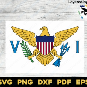 Bandera de las Islas Vírgenes svg png dxf pdf eps / diseño gráfico vectorial archivo digital EE.UU. 50 Banderas Estatales EE.UU. América Banderas de Estados Unidos