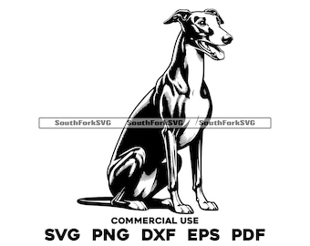 Greyhound Dog Sitting Design | svg png dxf eps pdf | vector graphic cut file laser clip art | instant digital download commercial use