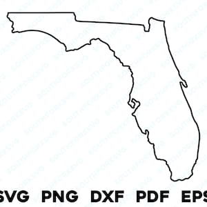 Florida State Form Übersichtskarte | svg png dxf eps pdf | transparente Vektorgrafik Design Cut Print Dye Sub Lasergravur CNC digitale Dateien