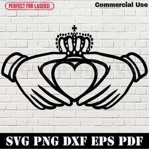 Irish Claddagh Symbol svg png dxf eps pdf | vector graphic design cut print dye sub laser engrave digital files commercial use