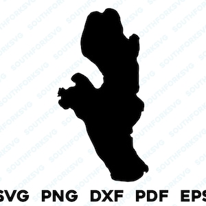 Burt Lake Michigan Mapa Forma Silueta svg png dxf pdf eps vector diseño gráfico corte grabado archivo láser imagen barco lago casa