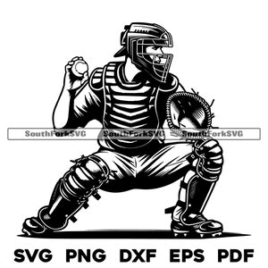 Disegno del ricevitore di baseball / svg png dxf eps pdf / progettazione grafica vettoriale taglio stampa incisione laser file / download digitale uso commerciale