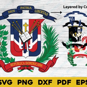 Crest Dominicaanse Republiek svg png dxf eps pdf | Gelaagd op kleur vectorgrafisch ontwerp | digitaal afdrukbestand clipart kleurstof subafbeelding