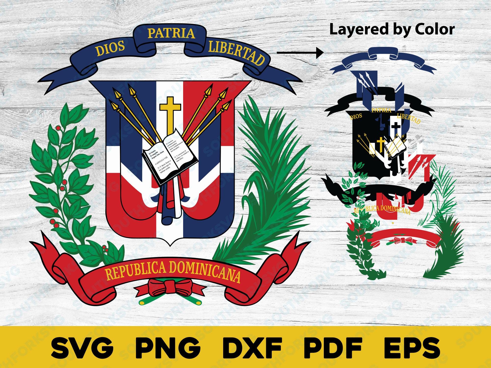 Dominican Republic Crest svg png dxf eps pdf | Layered by Color vector graphic design | digital print file clipart dye sub image