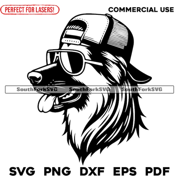 German Shepherd Mullet Trucker Hat svg png dxf eps pdf | vector graphic design cut print dye sub laser cnc digital files commercial use