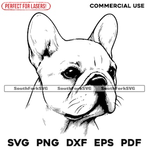 Französische Bulldogge Laser Gravur Dateien svg png dxf eps pdf | Vektorgrafik, Design, Schnitt, Druck, Färbung, sub, digitale Dateien Kommerzielle Nutzung